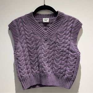 Purple cropped cable knit sweater vest